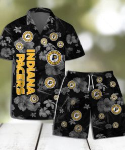 Indiana Pacers NBA Team Logo Floral Hawaiian Shirt & Short Vintage Design