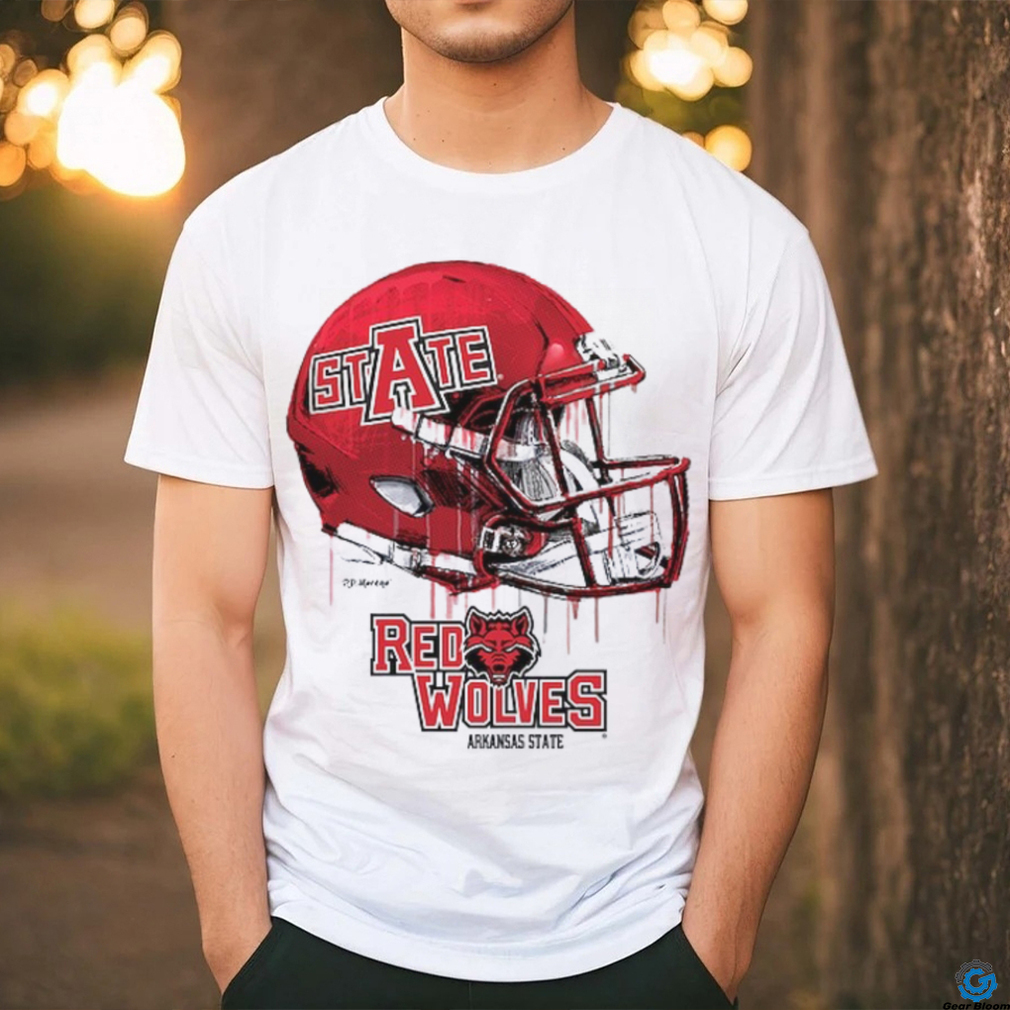 Infant White Arkansas State Red Wolves Dripping Helmet T Shirt Infant White Arkansas State Red Wolves Dripping Helmet T Shirt