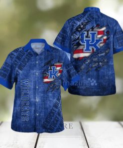 Kentucky Wildcats American Flag Retro Printed Button Down Tropical Hawaiian Shirt