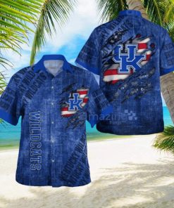 Kentucky Wildcats American Flag Retro Printed Button Down Tropical Hawaiian Shirt