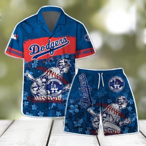 Los Angeles Dodgers MLB Flower 3D Aloha Summer Hawaiian Shirt & Short