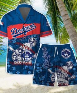 Los Angeles Dodgers MLB Flower 3D Aloha Summer Hawaiian Shirt & Short