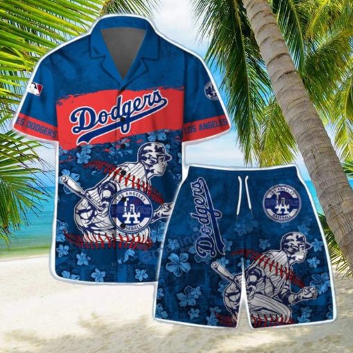 Los Angeles Dodgers MLB Flower 3D Aloha Summer Hawaiian Shirt & Short