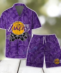 Los Angeles Lakers NBA Team Logo Basketball Aloha Design Hawaiian Shirt & Short