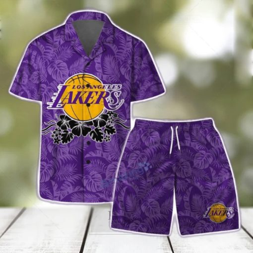 Los Angeles Lakers NBA Team Logo Basketball Aloha Design Hawaiian Shirt & Short