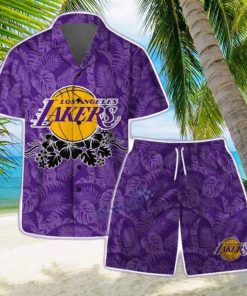 Los Angeles Lakers NBA Team Logo Basketball Aloha Design Hawaiian Shirt & Short