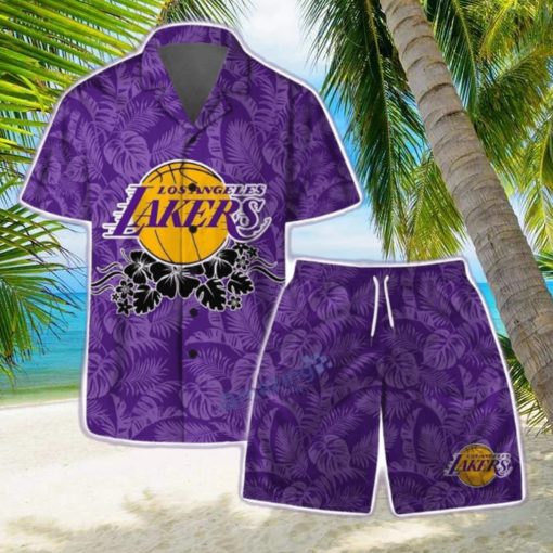 Los Angeles Lakers NBA Team Logo Basketball Aloha Design Hawaiian Shirt & Short