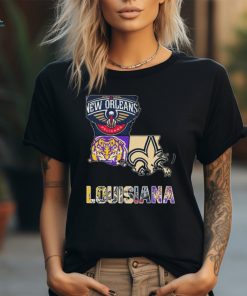 Louisiana Map Sports Teams Logo Shirt