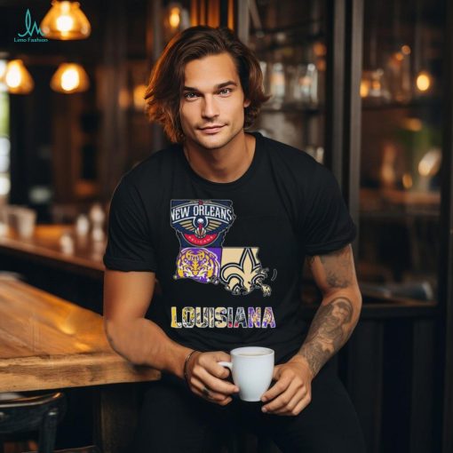 Louisiana Map Sports Teams Logo Shirt