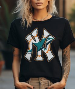 Miami Dolphins New York Yankees Black Unisex T shirts