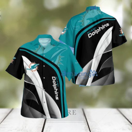 Miami Dolphins Primary Logo 3d Print Button Down Tropical Hawaiian Shirt