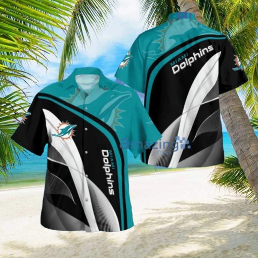 Miami Dolphins Primary Logo 3d Print Button Down Tropical Hawaiian Shirt