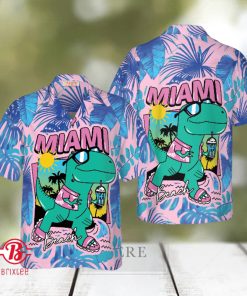 Miami South Beach Cool T  Rex Dinosaur Hawaiian Shirt