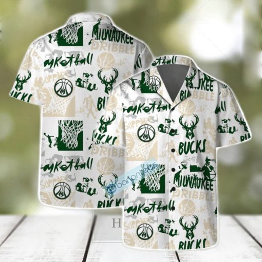 Milwaukee Bucks NBA Logo Street 3D Design Set Hawaiian Shirt & Short