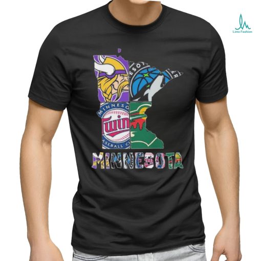 Minnesota Maps Sports Teams Logo 2024 Shirt