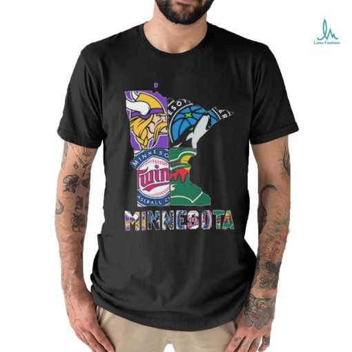 Minnesota Maps Sports Teams Logo 2024 Shirt