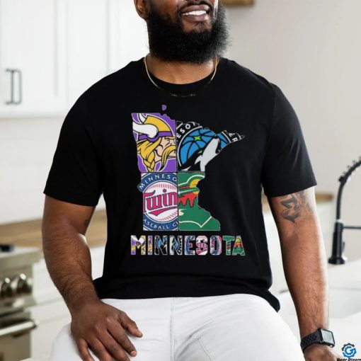 Minnesota Maps Sports Teams Logo 2024 Shirt