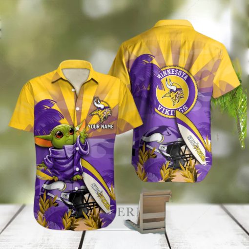 Minnesota Vikings Baby Yoda Hawaiian shirt For Fans Full Printing Hawaiian Shirt