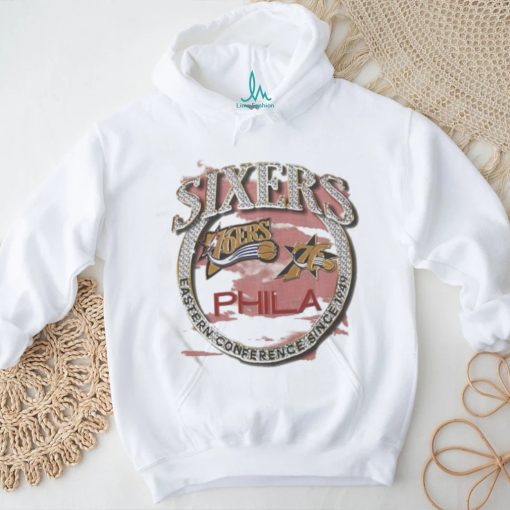 Mitchell & Ness Tan Philadelphia 76ers Hardwood Classics Vintage Soul Crown Jewels T shirt
