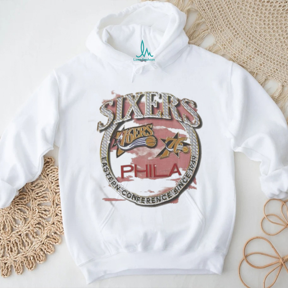 Mitchell & Ness Tan Philadelphia 76ers Hardwood Classics Vintage Soul Crown Jewels T shirt Mitchell & Ness Tan Philadelphia 76ers Hardwood Classics Vintage Soul Crown Jewels T shirt
