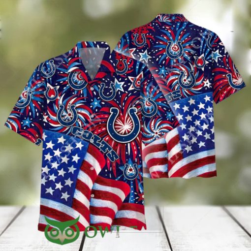 NFL Indianapolis Colts Memorial Firework Hawaiian Shirt Tropical Football Aloha Shirt