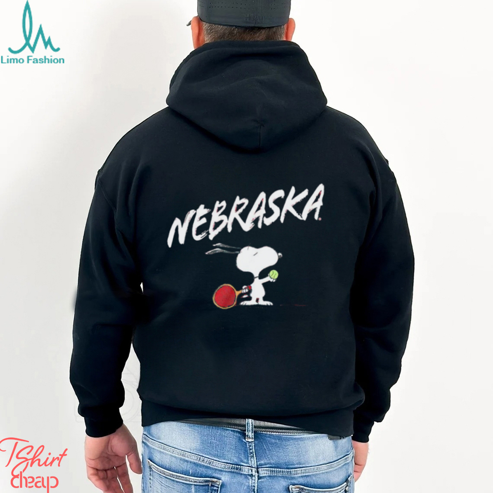 Nebraska Cornhuskers and Peanuts Snoopy tennis shirt Nebraska Cornhuskers and Peanuts Snoopy tennis shirt