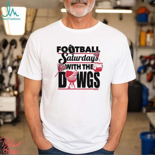 New World Graphics Men’s Georgia Bulldogs White Football Saturdays with the Dawgs T Shirt