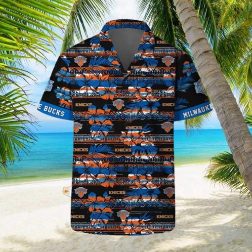 New York Knicks Hawaii Set Pattern Vintage 3D Hawaiian Shirt And Shorts