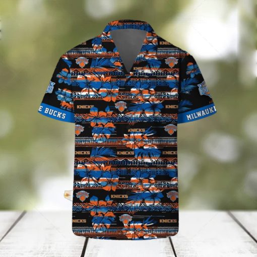 New York Knicks Hawaii Set Pattern Vintage 3D Hawaiian Shirt And Shorts