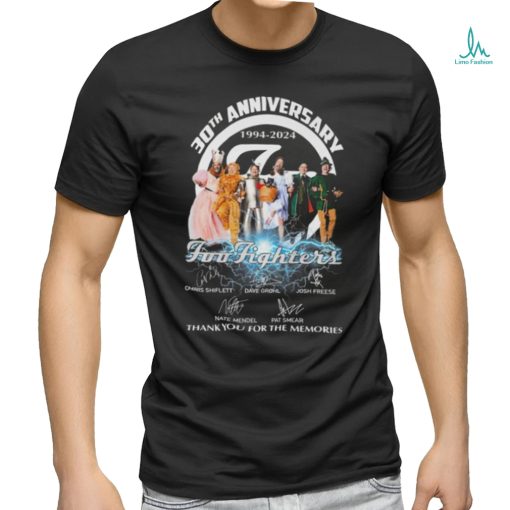 Official 30th Anniversary 1994 2024 Foo Fighters Thank You For The Memories Signatures Shirt
