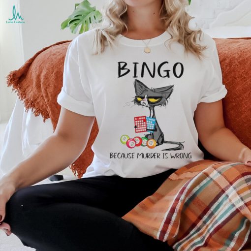 Official Black Cat Bingo Because Murder Is Wrong Shirt