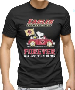 Official Boston College Eagles Forever Fan Not Just When We Win Snoopy and Woodstock drive Car shirt