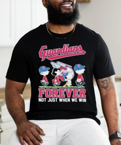 Official Cleveland Guardians x Peanuts Movie Characters Abbey Road Forever Not Just When We Win Shirt