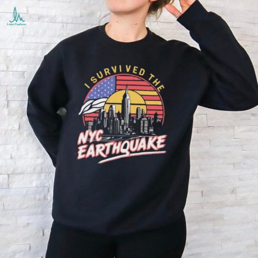 Official I Survived The NYC Earthquake Retro Sunset T Shirt
