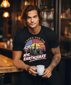 Official I Survived The NYC Earthquake Retro Sunset T Shirt
