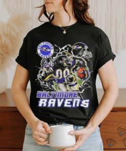 Official Mascot Breaking Through Wall Baltimore Ravens Vintage T shirt