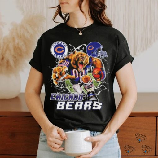 Official Mascot Breaking Through Wall Chicago Bears Vintage T shirt