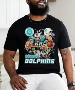 Official Mascot Breaking Through Wall Miami Dolphins Vintage T shirt