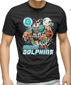 Official Mascot Breaking Through Wall Miami Dolphins Vintage T shirt