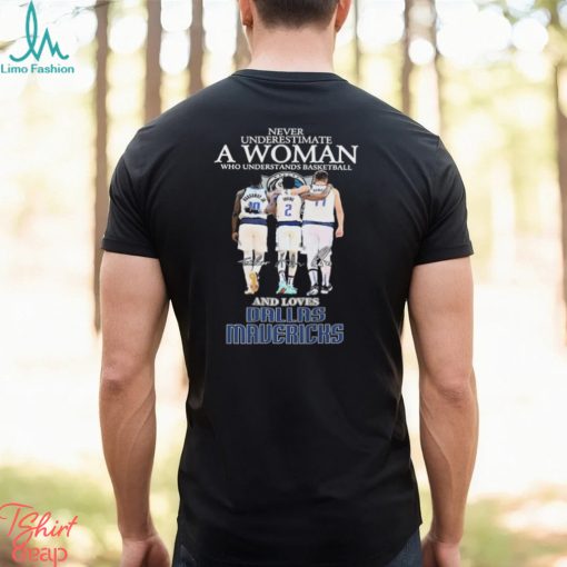 Official Never Underestimate A Woman Who Loves Dallas Mavericks signatures shirt