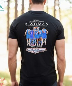 Official Never Underestimate A Woman Who Loves Oklahoma City signatures shirt