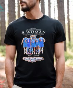 Official Never Underestimate A Woman Who Loves Oklahoma City signatures shirt