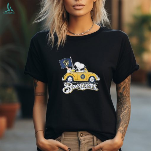 Official Peanuts Snoopy And Woodstock Milwaukee Brewers On Car 2024 Shirt