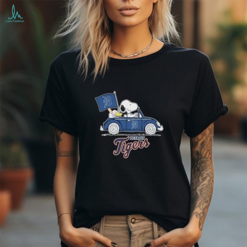Official Peanuts Snoopy And Woodstock On Car Detroit Tigers 2024 Shirt
