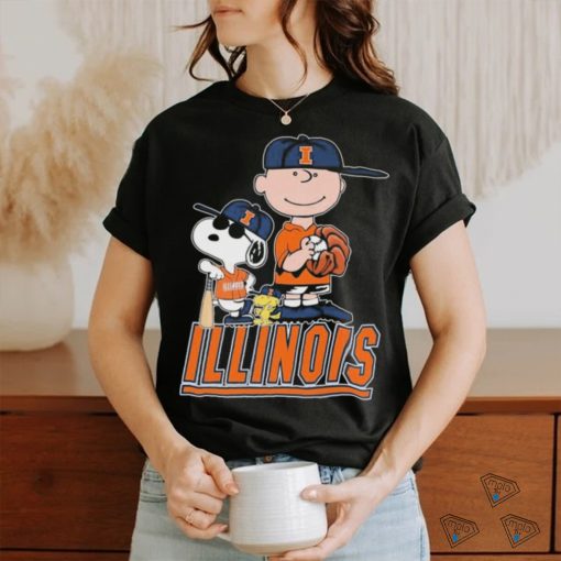 Official The Peanuts Movie Characters Illinois Fighting Illini Baseball Shirt