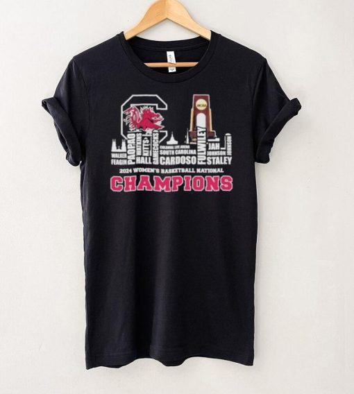 Official gamecocks 2024 Roster With NCAA Champions Trophy Cup Shirt