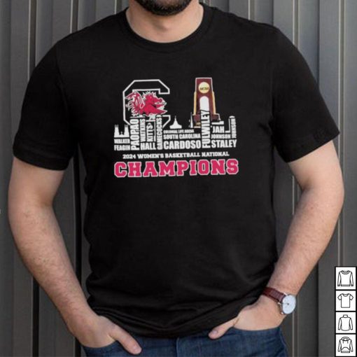 Official gamecocks 2024 Roster With NCAA Champions Trophy Cup Shirt