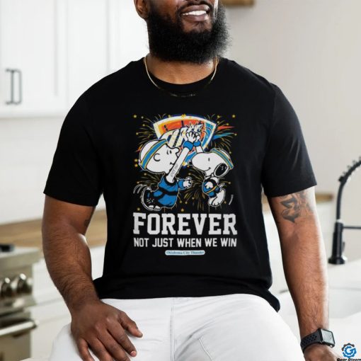 Official peanuts Snoopy x Charlie Brown High Five Oklahoma City Thunder Forever Not Just When We Win 2024 Shirt