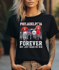 Philadelphia Sports Teams Bryce Harper and Joel Embiid Forever Not Just When We Win signatures shirt