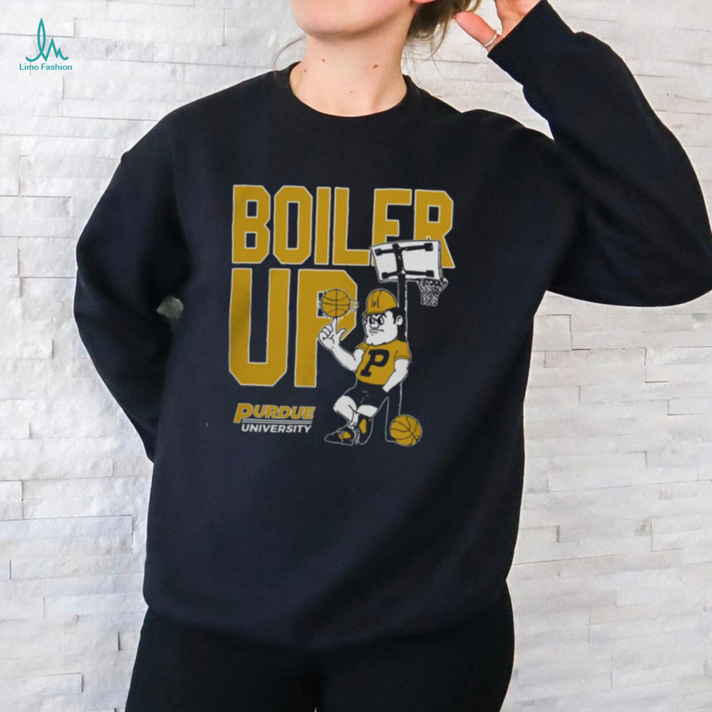 Purdue Boilermakers Black Boiler Pete Basketball Short Sleeve Fashion T Shirt Purdue Boilermakers Black Boiler Pete Basketball Short Sleeve Fashion T Shirt